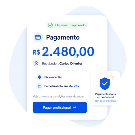 Tela de pagamento do indicaz com orçamento aprovado e valor exibido antes do pagamento